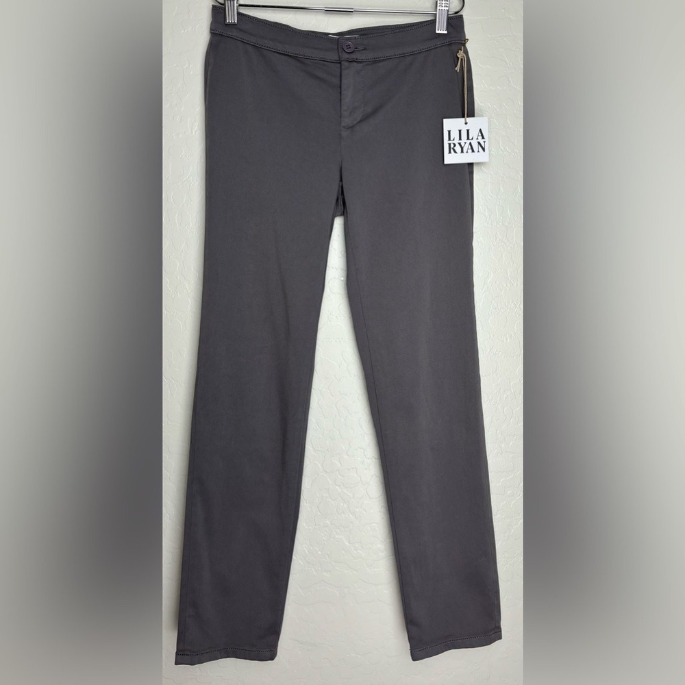 NEW Lila Ryan The Zuri Tapered Trouser Steel Grey Mid Rise Stretch Sz 0 0722